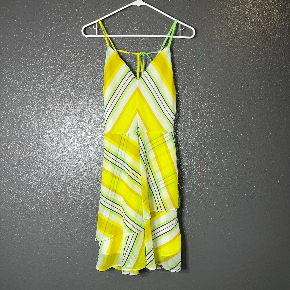 Christopher John Rogers x Target Yellow Stripe Midi Dress Small Ruffle Hem